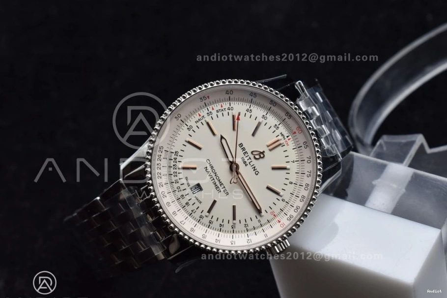 V7F SS 1 Navitimer White A2824 RG SS Dial 1:1 on Bracelet Edition Best Bezel 0115